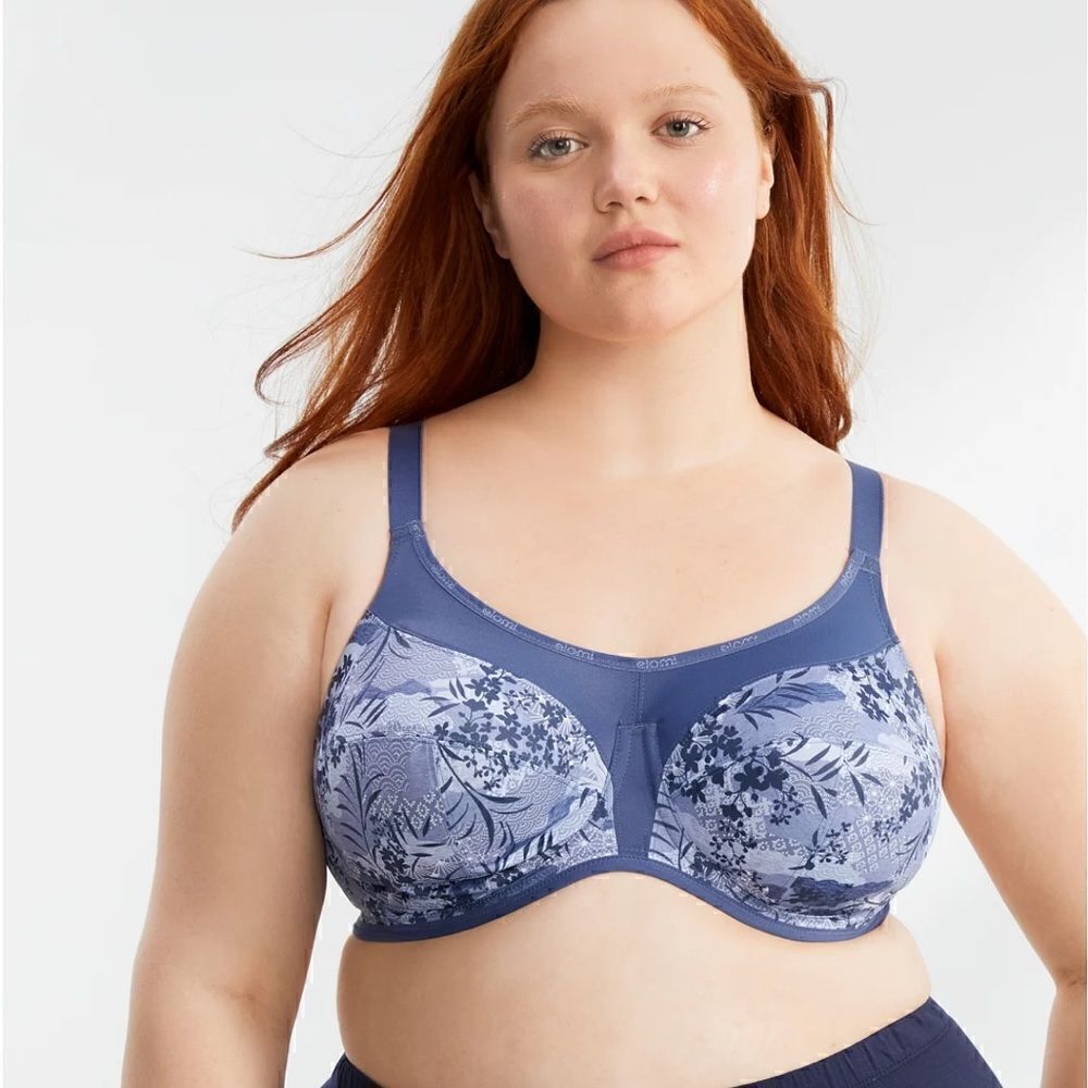 Elomi Energise High Impact Underwire Sports Bra Color Vintage Denim, Size 44I